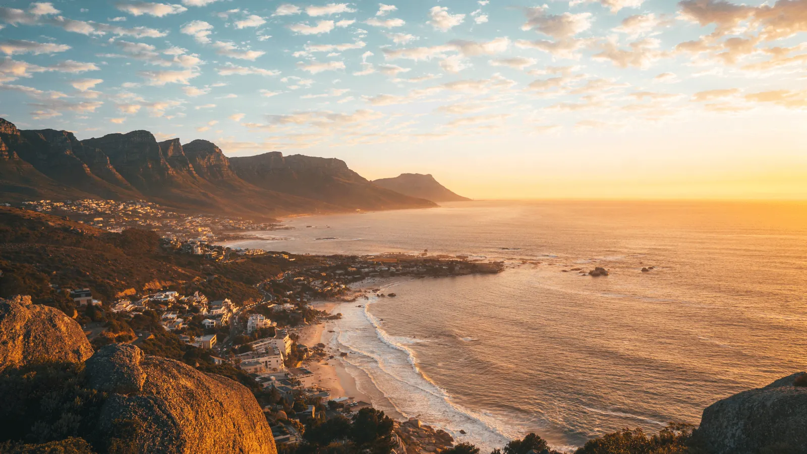Sunset over the Cape Town coastline